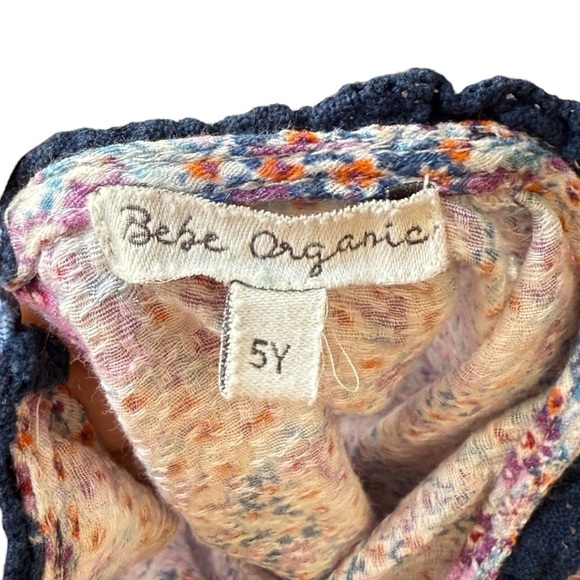 Bebe Organic Nostalgia Short Sleeve Julia Dress Girls 5 Purple Floral Print - Picture 8 of 11